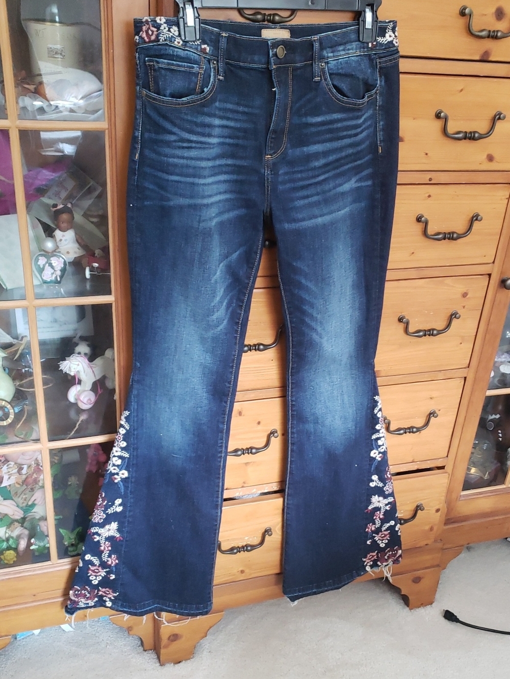 DRIFTWOOD Dark Blue Embroidered Flare Jeans 29
